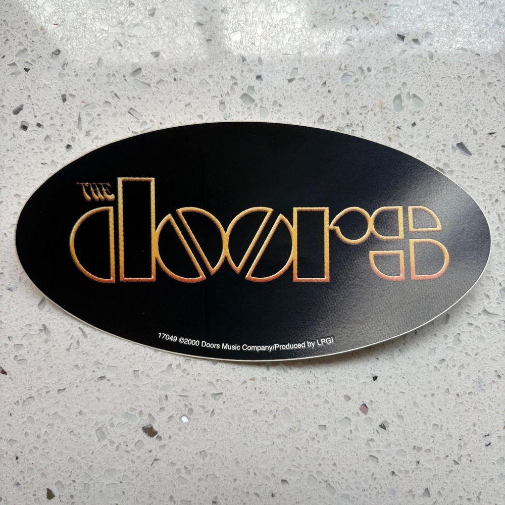RARE Vintage The Doors Sticker Black 2000 Logo Oval Rock Band Merch Decal Y2K